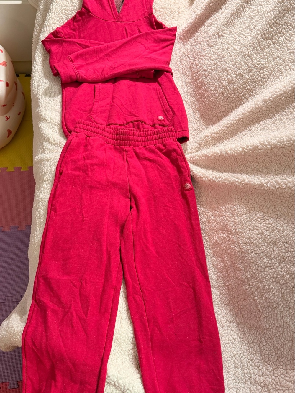 ⁠Mondetta Girls 2 Piece Hoodie Sweatpants Set Pink Speckled Size M 10/12⁠